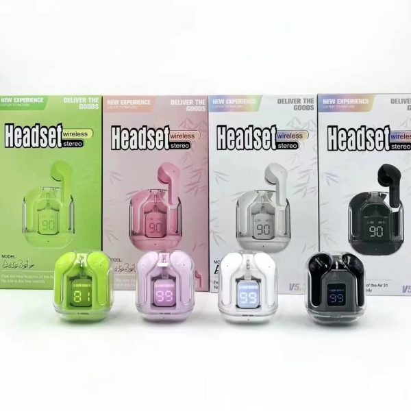 Air31 Earbuds Wireless Crystal Transparent Body ( Random Color )